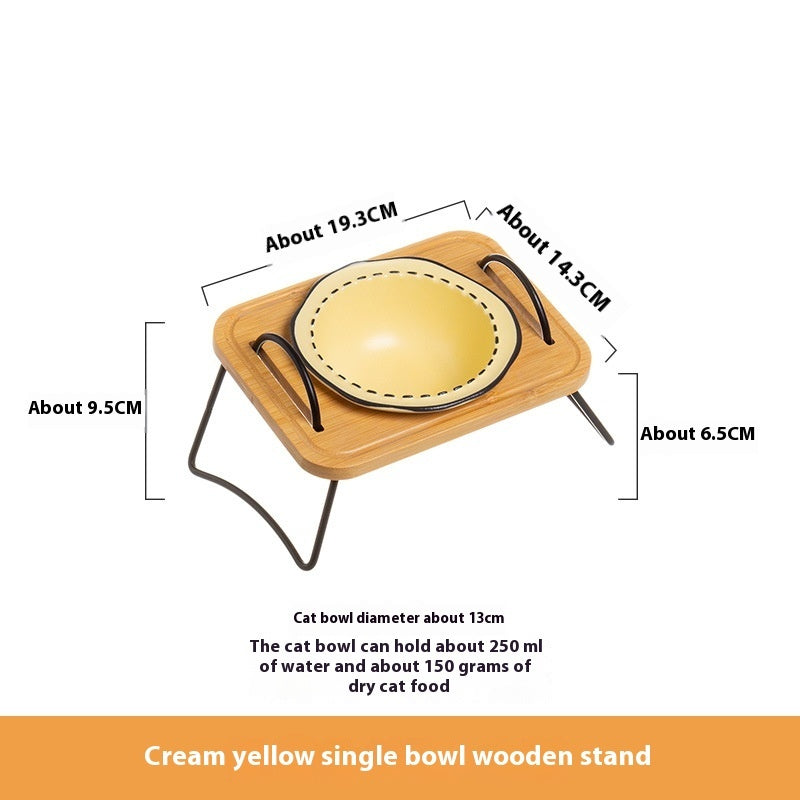 Enhance Your Pet's Dining Experience with Our Wooden Rack Ceramic Pet Bowl